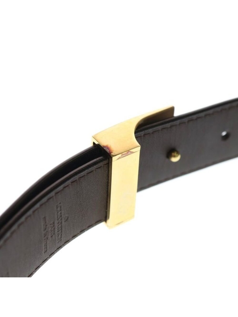 Louis Vuitton Damier Ebene Sainteur Carre Belt Brown M6944 V Gold Hardware - Picture 5 of 6